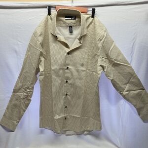 J.FERRAR Men's Beige Button-Up dress Shirt M 15-15 1/2 34-35 Regular